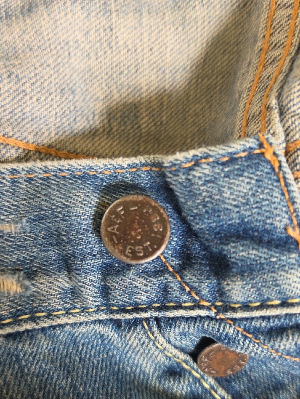 Vintage Y2K Abercrombie & Fitch Distressed Light Blue Straight-Leg Jeans Size 34 - Picture 14 of 14